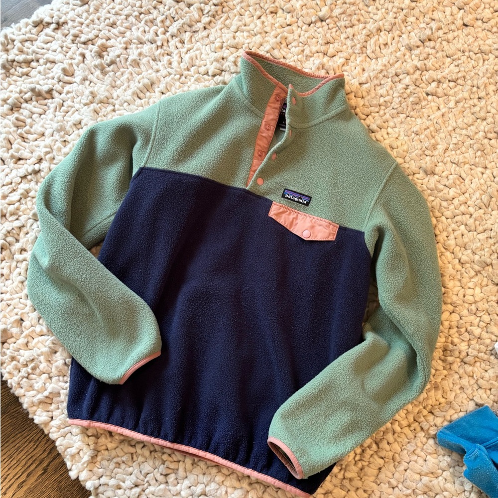 Patagonia Mint and Pink Synchilla Fleece
